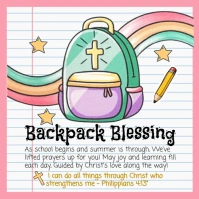 White Illustrative Backpack Blessing Instagram Post template