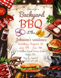 White Illustrative Backyard BBQ Flyer 传单(美国信函) template