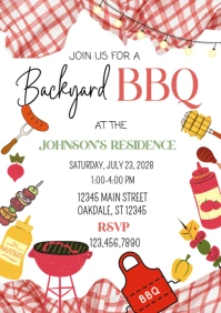 White Illustrative Backyard Bbq Party A4 template