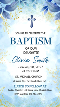 White Illustrative Baptism Invitation  Instagram Story template