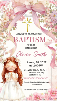 White Illustrative Baptism Invitation Instagram Story template
