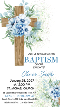 白色 Baptism Invitation Historia de Instagram Template