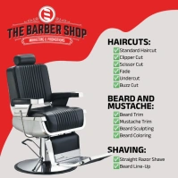White Illustrative Barber Poster Template  Sq 方形(1:1)