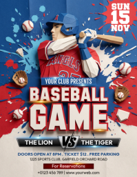 White Illustrative Baseball Game Flyer template