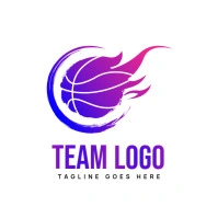 White Illustrative Basketball Team Logo Logótipo template