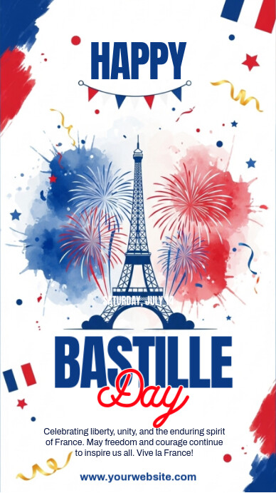 White Illustrative  Bastille Day Instagram Story template