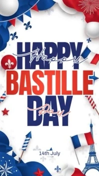 White Illustrative Bastille Day Instagram Story template