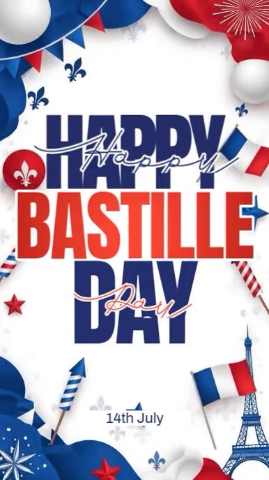 White Illustrative Bastille Day Instagram Story template