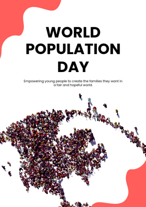 White Illustrative Black & White World Population Day Post – Simple Awareness Social Media Template” A4