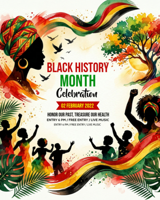 White Illustrative Black History Month Celebration Instagram Portrait ...