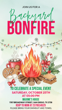 White Illustrative Bonfire Night Invitation Digital Display (9:16) template