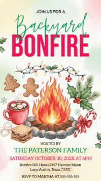 White Illustrative Bonfire Night Party  Instagram Story template