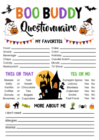 White Illustrative Boo Buddy Questionnaire A4 template