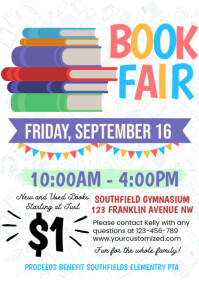 White Illustrative Book Fair Festival A4 template