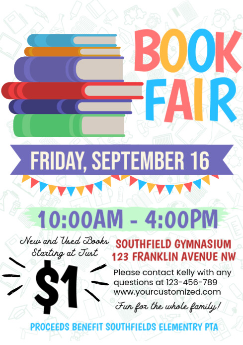 White Illustrative Book Fair Festival A4 template