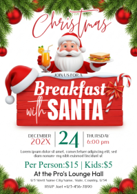 White Illustrative Breakfast With Santa A4 template