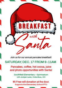White Illustrative Breakfast With Santa School Fundraiser Flyer A4 template