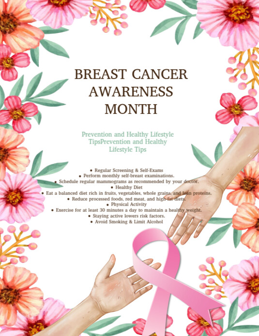 White Illustrative Breast Cancer Awareness Flyer (us Letter),breast ...