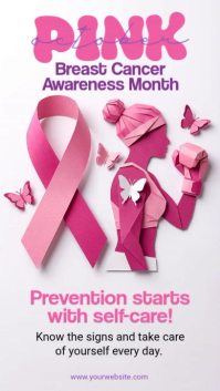 White Breast Cancer Awareness เรื่องราวบน Instagram Template