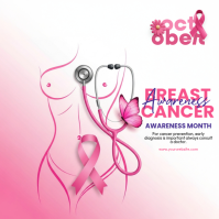 Putih Breast Cancer Awareness Publicación de Instagram Template