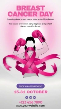 White Illustrative Breast Cancer Awareness Instagram Story template