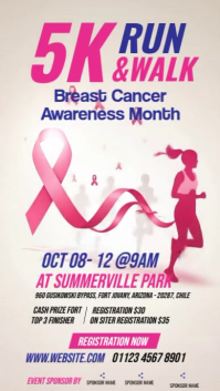 White Illustrative  Breast Cancer Awareness Run Instagram Story template