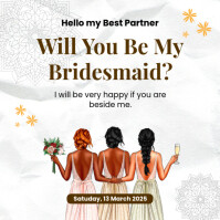 White Illustrative Bridesmaid Invitation Instagram Post Instagram-Beitrag template