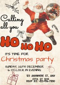 White Illustrative Calling All Ho Ho Ho Invitation A4 template