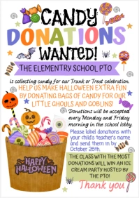 White Illustrative Candy Donation A4 template