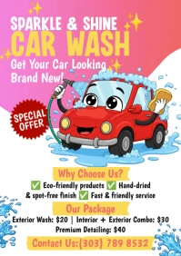 White Illustrative Car Wash A5 template