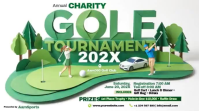 White Illustrative Charity Golf Tournament Digital Display Video Umbukiso Wedijithali (16:9) template