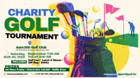 White Illustrative Charity Golf Tournament Digital Display template