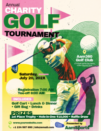 White Illustrative Charity Golf Tournament Flyer Folder (US Letter) template