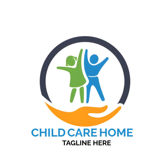 White Illustrative Child Care  Logo template