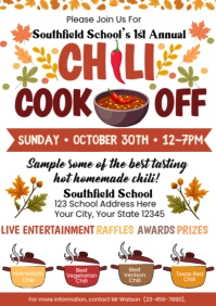 White Illustrative Chili Cook Off A4 template