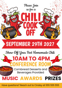 White Illustrative Chili Cook Off A4 template