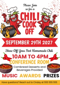White Illustrative Chili Cook Off A4 template