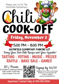 White Illustrative Chili Cook Off A4 template