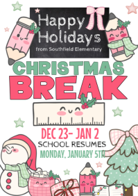White Illustrative Christmas Break Announcement  A4 template