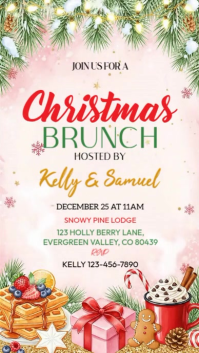 White Illustrative Christmas Brunch Instagram Story template