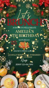 White Illustrative Christmas Brunch Instagram Story template