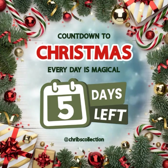 White Illustrative Christmas Countdown Template Square (1:1) | PosterMyWall