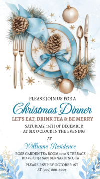 White Illustrative Christmas Dinner Invitation Instagram Story template