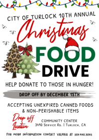 White Illustrative Christmas Food Drive Flyer A4 template