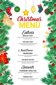 White Illustrative Christmas Menu Pinterest Graphic template