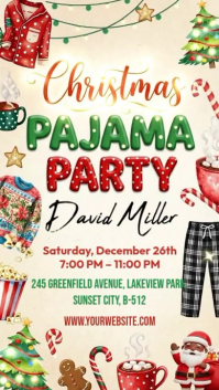 White Illustrative  Christmas Pajama Party Instagram Story template