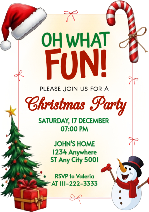 White Illustrative Christmas Party A4 Template | PosterMyWall