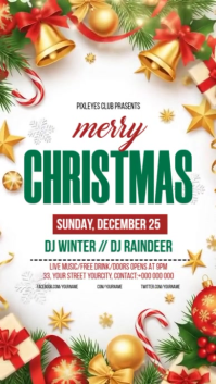 White Illustrative Christmas Party Digital Display (9:16) template