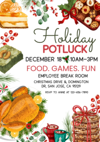 White Illustrative Christmas Potluck A4 template