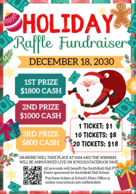 White Illustrative Christmas Raffle A4 template